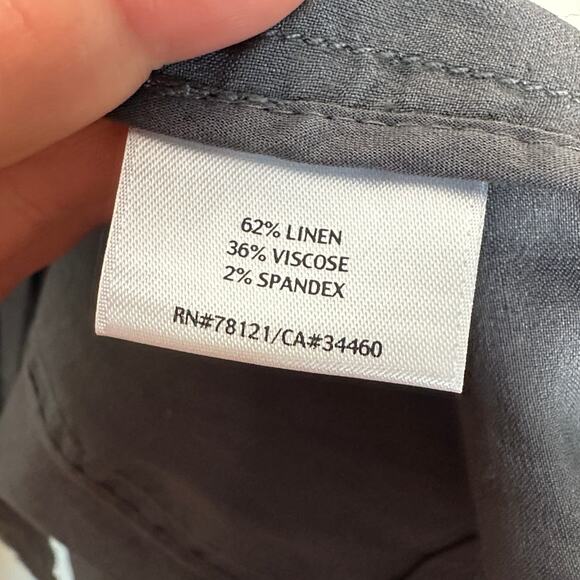 EILEEN FISHER Stand Collar Linen Open Front Jacket Steel Gray {3S24} - Picture 5 of 5